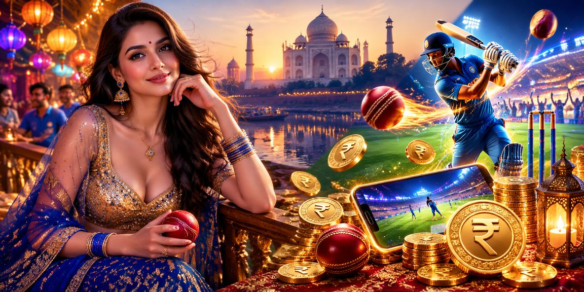 Betting dashboard with cricket matches and rupee symbol