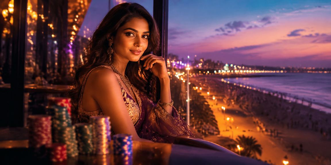 Marina Beach Chennai with sports betting neon ambiance