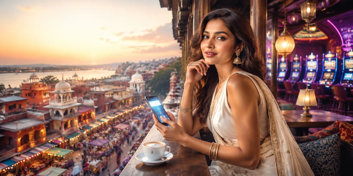 Indian mobile payment transaction with traditional background